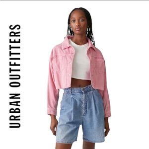 NEW Urban Outfitters UO BDG Brooklyn Cropped Pink Corduroy Coat Jacket L